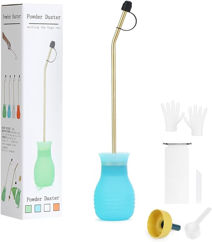 Powder Duster/Large Diatomaceous Earth Bulb Duster/Powder Applicator - Diatomaceous Earth Bulb/Applicator (Blue)