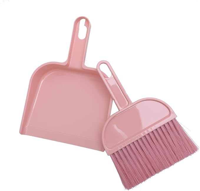 minkissy Mini Broom and Dustpan Set Portable Small Cleaning Tools for Pet Cages Desktop Keyboards and Narrow Spaces 8.07X5.70X1.18In