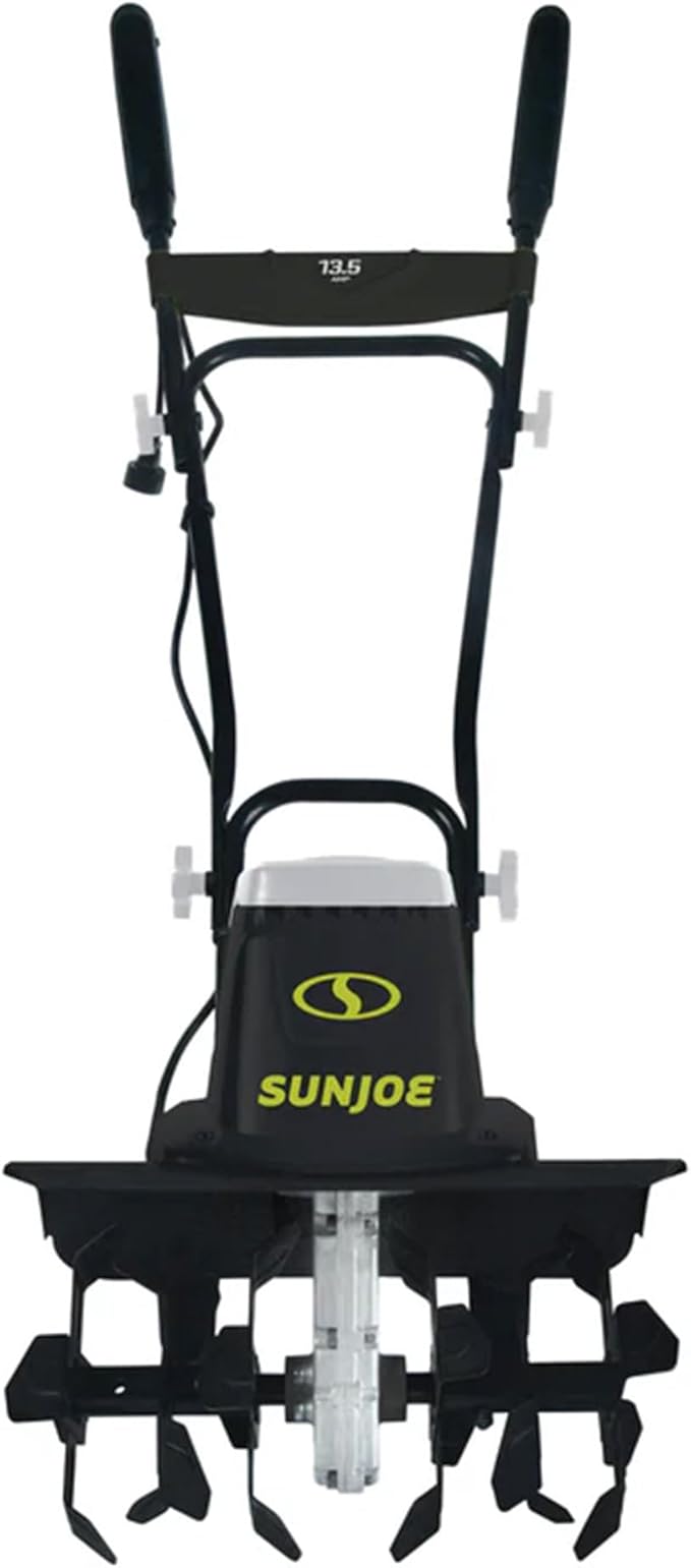 Sun Joe Corded Electric Garden Tiller & Cultivator with Steel Tines, 16 Inch, 13.5-Amp Motor - Heavy-Duty Tilling Machine for Lawn, Yard, and Gardening Care, TJ604E