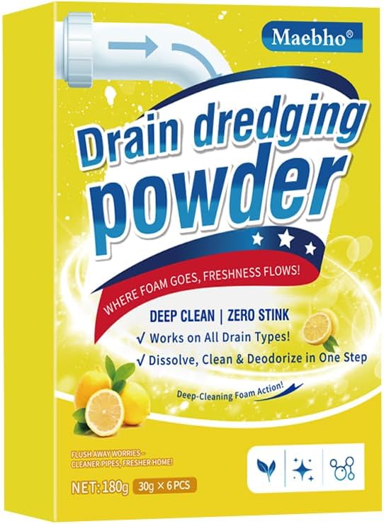 Garbage Disposal and Drain Pipe Cleaner, Drain Line Cleaner Rapid-Foam Fast-Acting Sink Pipe Dredge Cleaner Powders 6 Unit Pack for Kitchen Toilet Pipe Dredging
