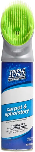 Carpet and Upholstery Foam Cleaner – Triple Action Stainlift Technology with Built-in Scrub Brush – Heavy Duty Pet Odor & Stain Remover for Stairs, Rugs, and Fabric Furniture 12 oz