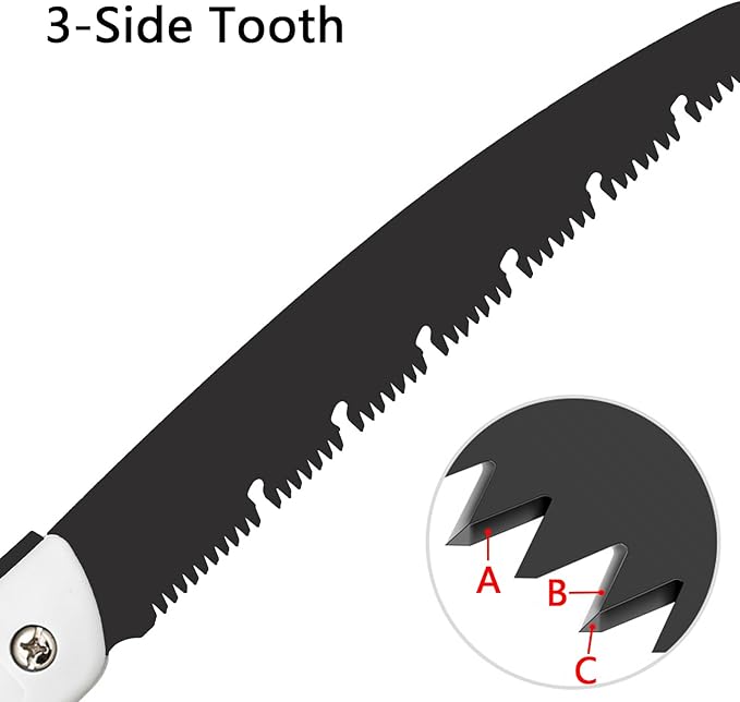 12 Inch Folding Saw, Pruning Hand Saw for Wood Cutting, Garden Pruner with SK5 Curved Blade, Triple- Cut Razor Teeth, Foldable Handsaw for Tree Trimming, Camping, Gardening and Carpentry