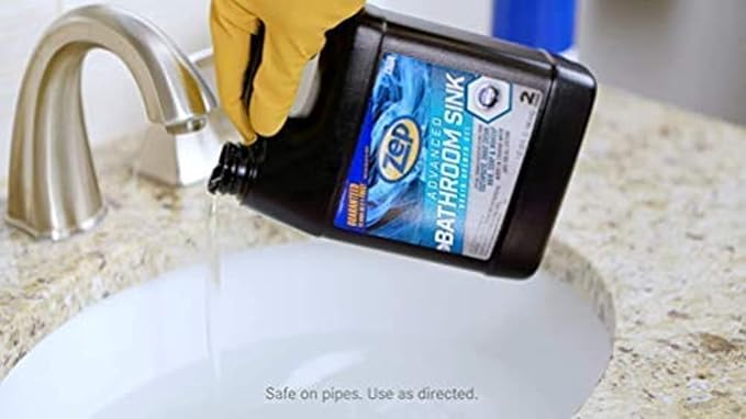 Zep Drain Defense Pipe Build-Up Remover - 64 Ounces - ZLDC648 & Advanced Bathroom Sink Drain Opener Gel - 32 Ounce - U49310 - Formulated for Toothpaste