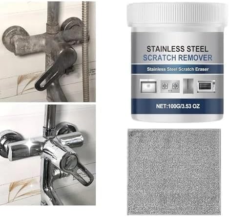 Stainless Steel Scratch Remover Kit, 50% Faster 3-Step Metal Repair and Polishing Paste for Kitchen Sink, Fridge, Oven and Appliances, All-Purpose Stainless Steel Restorer Lasting Protection (2Pcs)