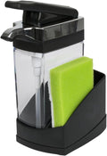 Casabella Sink Sider Solo Kitchen Soap Pump and Sponge Caddy, Black/Chrome - 2-in-1 Soap and Sponge Caddy, One-Hand Soap Dispensing, Easy to Refill and Clean, Efficient Size (Pack of 6)