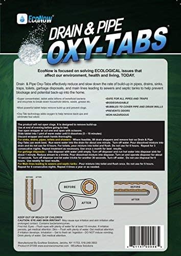 EcoNow OXY-TABS Professional Strength Drain Cleaner Prevents Clogs Cleans Drains-Pipes-Mainlines-Garbage Disposals-Eliminates Odors at Half The Cost of Ridx-America's Best Drain Cleaner 100% Safe (5)