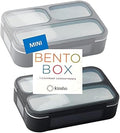 Small Snack Containers for Kids Teens - 3 Compartments (Set of 2) - Leak-Proof Boxes with Lids -BPA-Free Plastic Mini Bento Lunch Box - Ideal for School, Boys & Girls, Holds 2 Cups (Black + Gray)