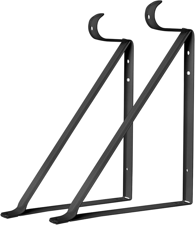 10 Pack Heavy Duty Closet Shelf & Rod Brackets, Wall Mounted Closet Shelf Brackets, 11 x 9.45 Inch Closet Shelf Brackets with Rod Support, Black