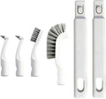 Hard Bristle Crevice Cleaning Brush Set with 4Pcs Brush Heads & 2Pcs Handles, Multifunctional Grout Brush Tools for Kitchen, Bathroom, Sink, Corner, Mug, Blender, and Hard-to-Reach Areas