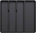 Lifewit Utensil Organizer for Kitchen Drawer, Expandable Cooking Silverware Tray, Adjustable Cutlery Flatware Holder, Plastic Spatula Tools Storage Divider, 17.3 x 15.8", Black
