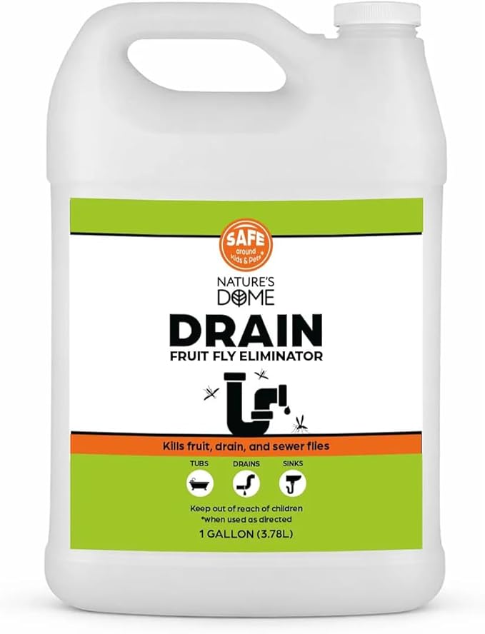Nature’s Dome Drain Fly Killer Gel – 1 Gallon – Kills & Prevents Drain Flies, Fruit Flies & Sewer Flies – Natural Plant-Based Treatment for Sinks, Pipes & Drains – Safe for Septic Systems