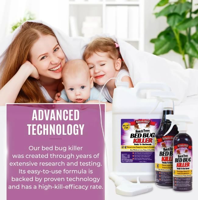 Nature’s MACE Bed Bug Killer 16 oz, Kill BedBugs Treatment, Mites, Eggs, Easy, Do-It-Yourself, Professional Bed Bug Spray, at-Home Solution, Mattress, Non-Toxic, Child & Pet Safe, Stain & Odor Free