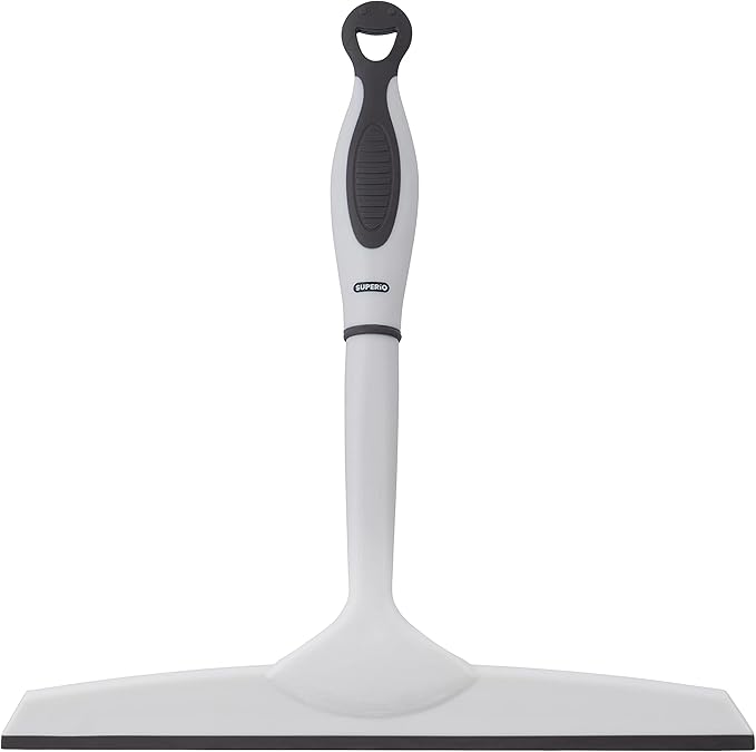Superio Rubber Squeegee, 2 Pack, Streak Free All Purpose Window Squeegee, Comfort Grip Handle and Hanging Hook (Grey- Red, 10 Inch- 2 Pack)