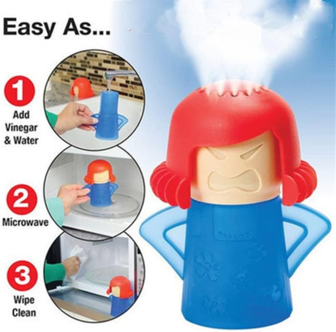 HORNO Angry Mama Microwave Oven Steam Cleaner and Disinfects With Vinegar and Water for Kitchens (Blue)