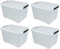 Farmoon 50 Quart Clear Storage Bin, Large Plastic Stackable Box with Lid, 4 Packs