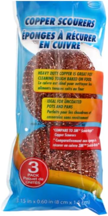Generic Count Copper Scouring Pads - Tough on Baked-On Food for Uncoated Pots and Pans