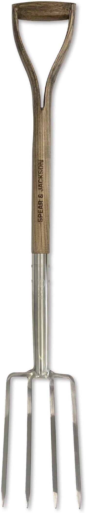 Spear & Jackson Traditional Stainless Steel Border Fork, Durable Heavy Duty Garden Tool, Ideal for Aerating Weeding and Digging, Comfortable Wooden Handle