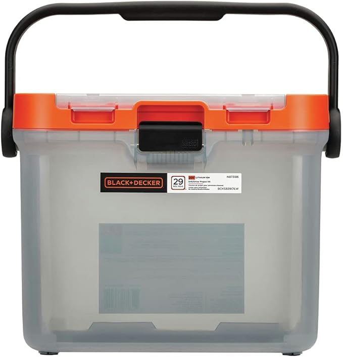 BLACK+DECKER BCKSB29C1 20V MAX* Cordless Drill with 28-Piece Home Project Kit in Translucent Tool Box