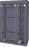 Portable Closet Wardrobe,67'' Closet Storage Organizer Rack with Shelves and Cover for Hanging Clothes, Non-Woven Fabric, Quick and Easy to Assembly (Gray)