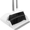Broom with Dustpan Combo Set for Home Commercial Cleaning Supplies, Angle Broom with Long Handle Perfect for Courtyard Garage Street, White