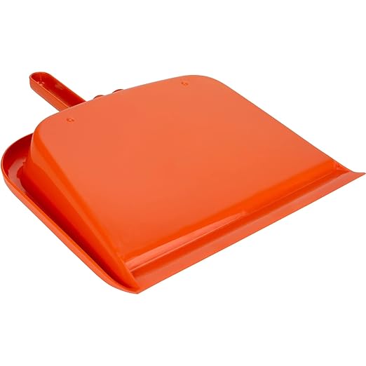 SPARTA Large Handheld Dustpan with Hanging Hole, Heavy-Duty Plastic Dustpan with Wide Lip for Countertops and Surfaces, Plastic, 10 Inches, Orange, (Pack of 12)