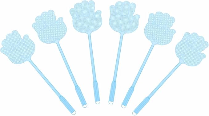 HARFINGTON 4pcs Fly Swatter 5.7"x5.3" Plastic Manual Heavy Duty Long Handle Fly Swatter for Home Indoor Outdoor, Blue