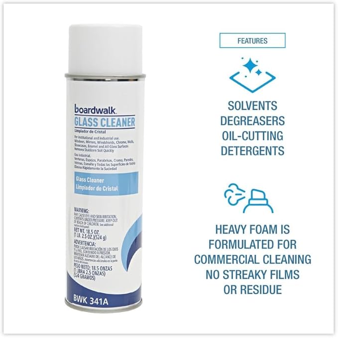 Boardwalk 341ACT Glass Cleaner, Sweet Scent, 18.5 oz. Aerosol Can (Case of 12)