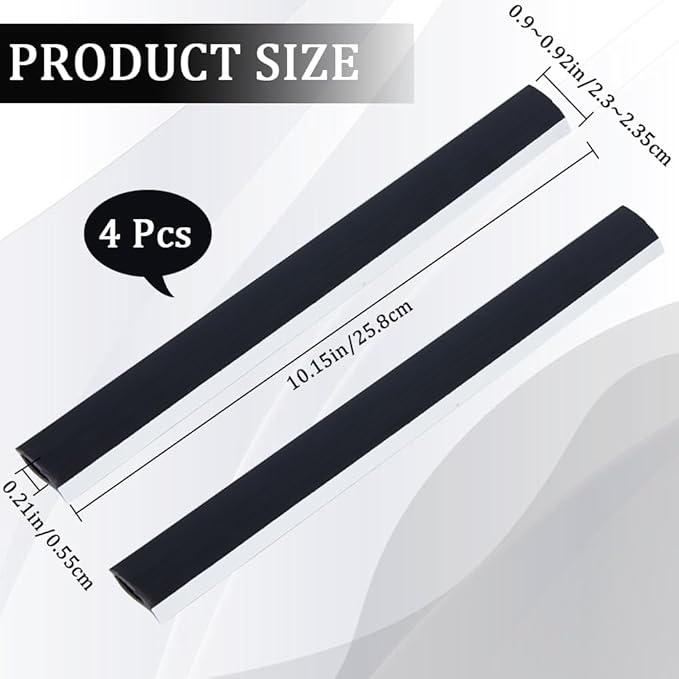 CRASPIRE 4Pcs Dustpan Rubber Edge Strips Adhesive Replacement Lip Black Broom Plastic Small Dustpan Repair Inlet Refill Pressing Garbage Silicone Repair Strip for Home Accessories(25.8cm)