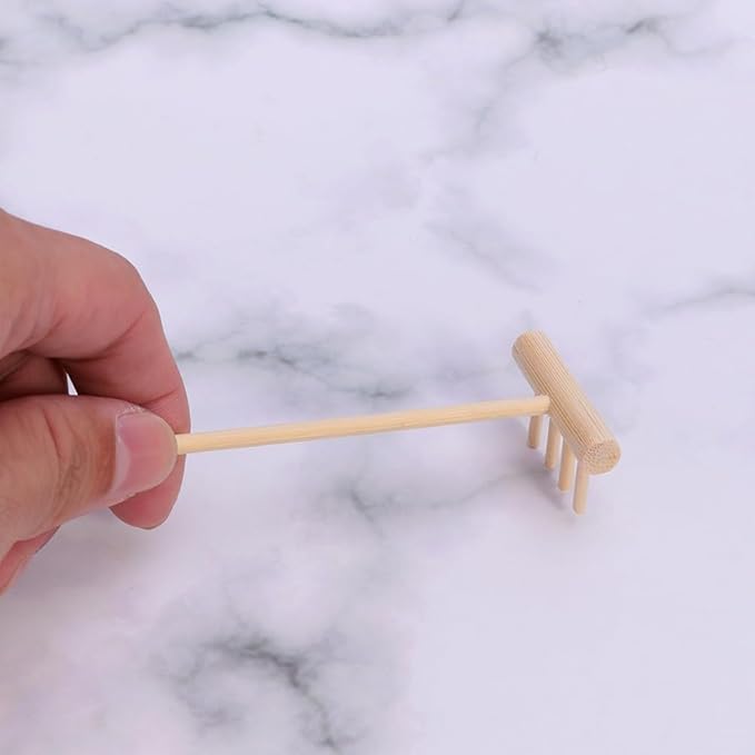 YARNOW 20 Pcs Bamboo Zen Garden Rakes Mini Tabletop Sandbox Tools for Home Decoration, 5.5 x 1.4 x 1.6 Inch