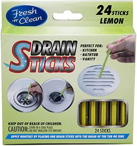 Fresh & Clean Drain Sticks - Lemon - 24 Sticks, Yellow