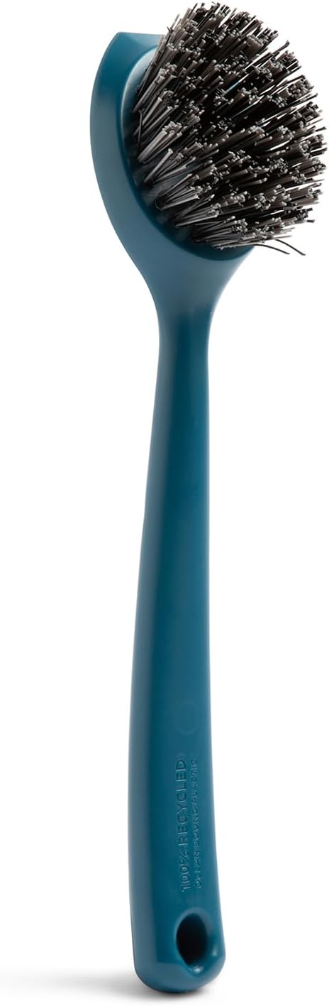 Full Circle Clean Ocean, Heavy Duty Dish Brush, Tough Bristles and Built-in Scraper, Perfect for Cast Iron, Sustainably Made 100% From Recycled Ghost Fishing Nets