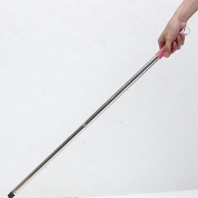 Stainless Steel Push Broom Handle Stick Replacement with Random Color Plastic Grip Sweeping Mop Handle for Easy Assembly and Household Cleaning Random Color