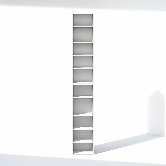 Furinno PASIR 10-Tier Closet Organizers and Storage, Open Shelf, Storage Organizer, 12-Inch Width, for Closet, Bedroom, White