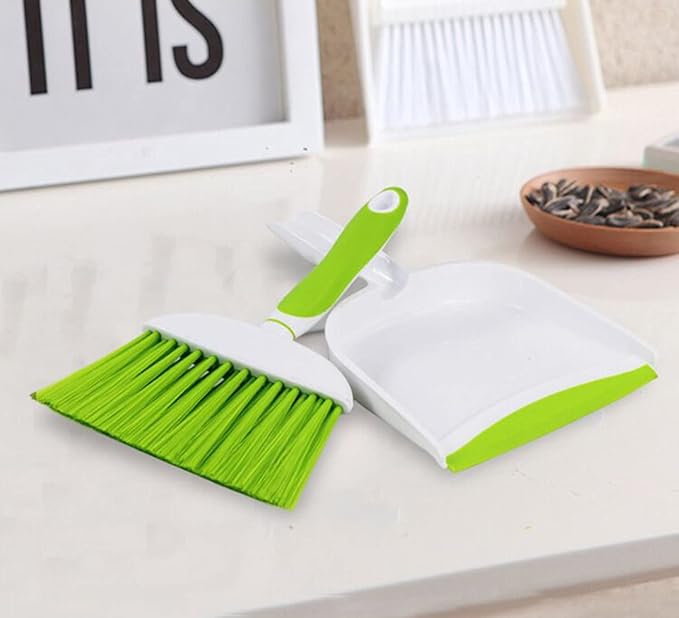 Mini Broom and Dustpan Set-Mini Whisk Set for Desk, Housekeeping, Office, Kitchen, Pet Nest, etc.,Daily Cleaning Necessity Plastic Mini Dustpan Set (Blue)