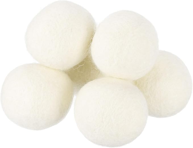 uxcell 6 Pcs Wool Dryer Balls, 1.6 Inches Wool Laundry Dryer Balls for Reducing Clothing Static and Wrinkles, White