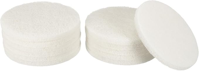 HARFINGTON 12pcs Scrubber Scouring Pads 450 Grits 5 Inch Drill Power Brush Hoop and Loop Surface Conditioning Disc Drill Scuffing Disc Scrub Pads for Home Kitchen Cleaning, White