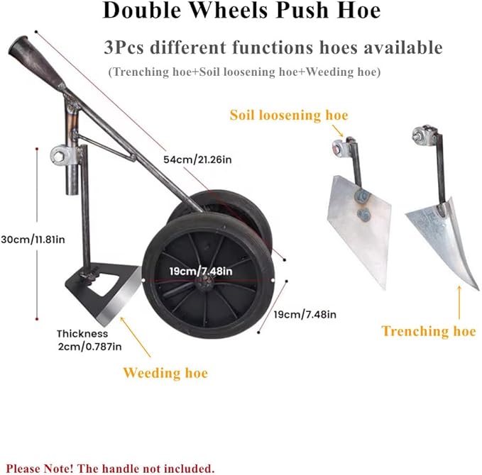 Weeding and Planting Double Wheels Hoe, Multi-Functional Soil Loosening/Trenching/Weeding Hand-Pushed Wheel Hoe Tools, Power-Assisted Weeding Scarifying Hoes, Tiller Gardens and Beds Tools