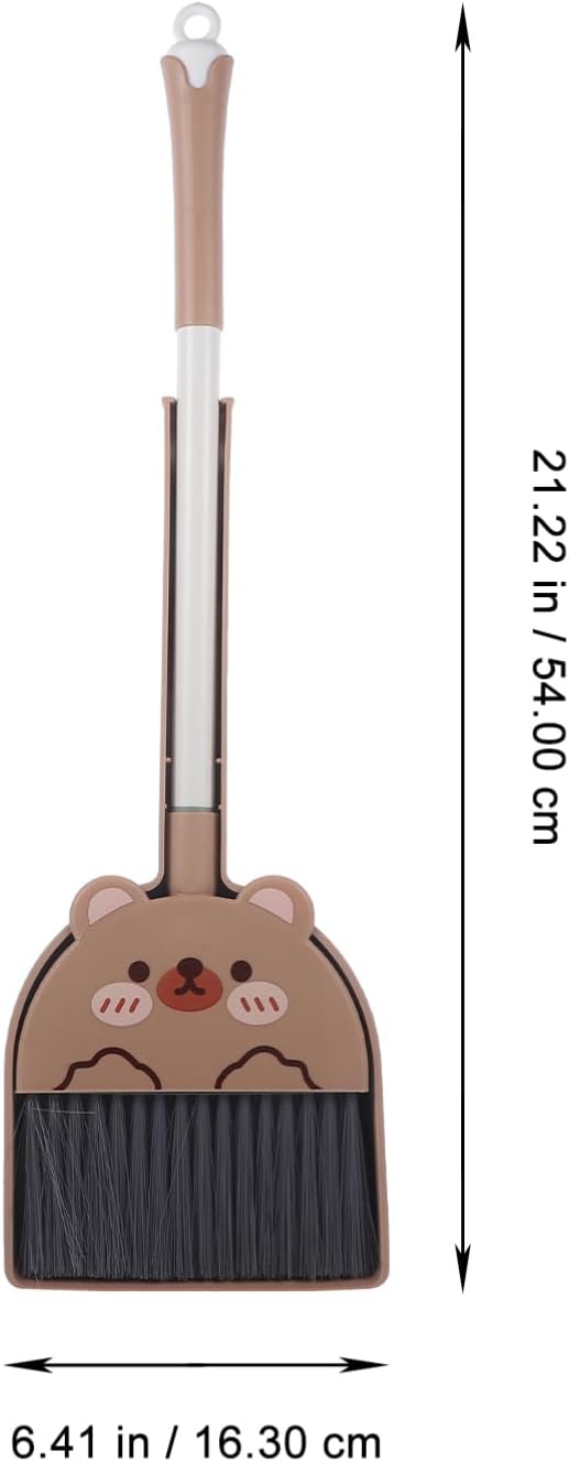 PRETYZOOM Cartoon Children's Broom and Dustpan Set Small Size Plastic Kids Housekeeping Cleaning Tools for Home Use Toddler Accessories 1 Set