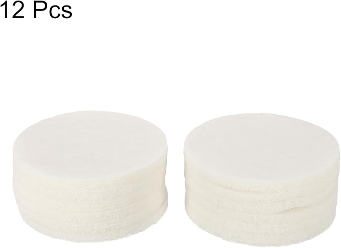 HARFINGTON 12pcs Scrubber Scouring Pads 450 Grits 5 Inch Drill Power Brush Hoop and Loop Surface Conditioning Disc Drill Scuffing Disc Scrub Pads for Home Kitchen Cleaning, White