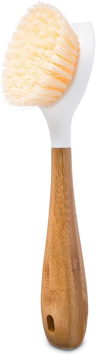 Full Circle Be Good - Bamboo Handle Dish Brush – Sustainable Kitchen Cleaning with Tough Bristles - Natural Dish Scrubber, Nonstick & Cast Iron Cleaner - Long Handle Brush for Dishes, Pots, and Pans