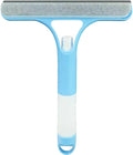 3 in 1 Window Cleaning Scraper,All-Purpose Spray Window Squeegee Cleaner Tool,for Glass Doors for Windows Glass, Mirrors Scraper, Brush (Blue)