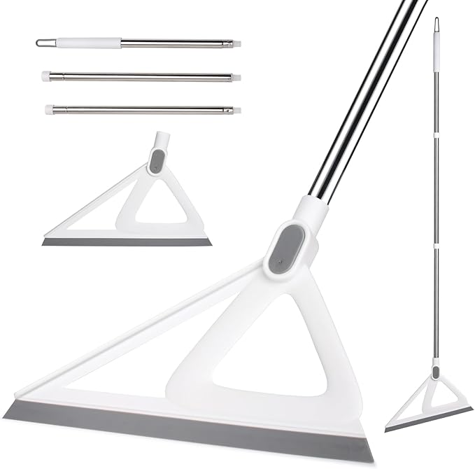 Multifunction Silicone Broom，Squeegee Broom Sweeping Water and Pet Hair，Rubber Broom Sweeper for Floor Bathroom Kitchen Shower，Rugs，Glass Windows（White）