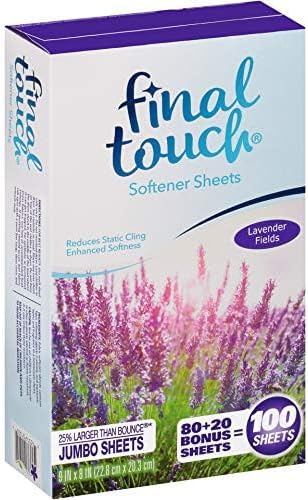 Lavender Fields Scented Fabric Softener Dryer Sheets by Final Touch | Softens & Freshens Laundry | Controls Wrinkles & Static Cling | Repels Lint & Hair | Long-Lasting Fresh Scent | 100 Count