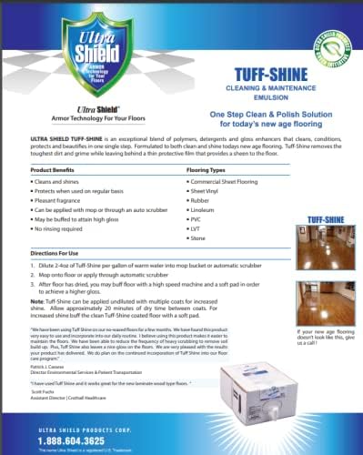 ULTRA SHIELD Tuff-Shine Bag-in-Box Floor Cleaner Shine Commercial & Janitorial Cleaning Supplies, Quick Instant Shine Concrete (Box of 2.5 Gallon)