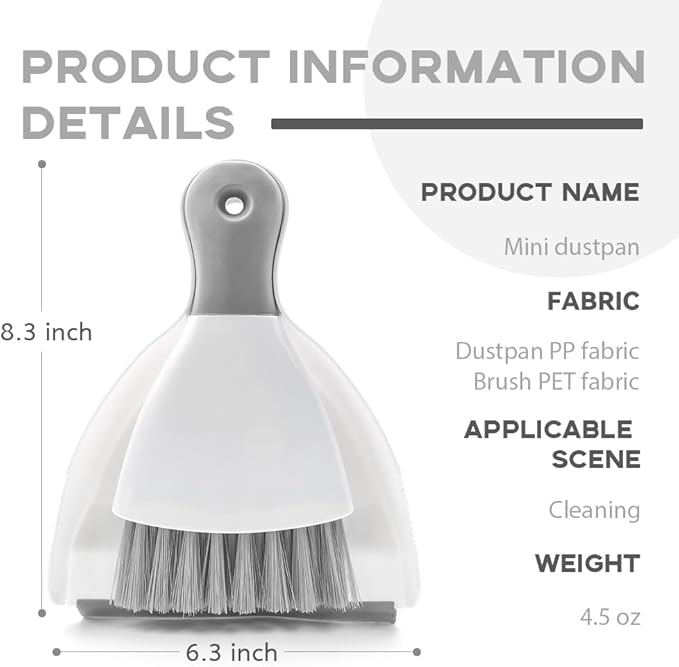 Small Hand Dust Pan and Brush - Small Broom and Dustpan Set, Mini Broom and Dustpan, Compact Dustpans and Brush for Home Cleaning, Sofa, Desk, Guinea Pig Cage, Cat Litter, etc. (Gray 2 Set)