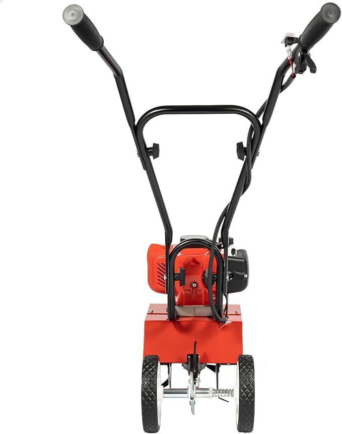 Garden Tiller Cultivator 52CC 2 Stroke Gasoline Powered Land Cultivator Yard Tiller Rototiler for Garden Lawn Digging Weed Removal Soil Cultivation