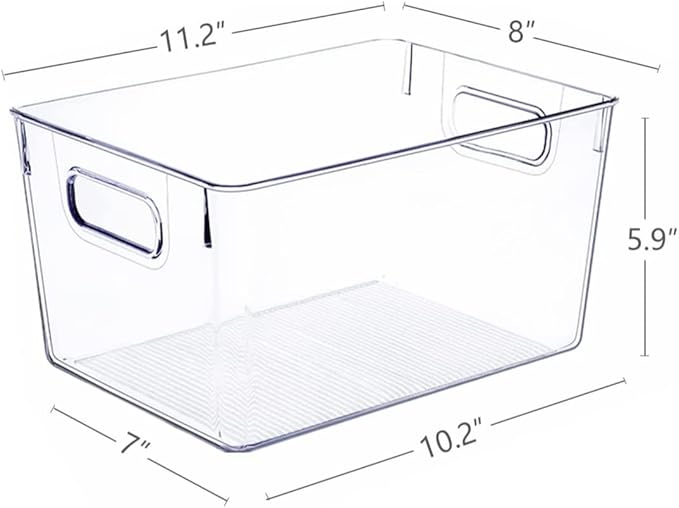 Set of 8 Large Clear Plastic Storage Bins (8L), Storage Containers for Pantry Organization and Kitchen Storage Bins,Home Edit and Cabinet Organizers