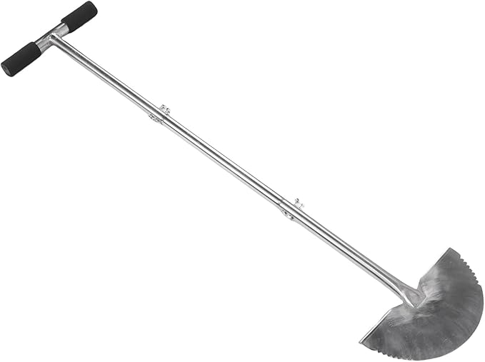 Half Moon Lawn Edger Half Moon Hand Edger Manual Lawn Edger Stainless Steel Serrated Cutter 96.5cm Non Slip Handle with Footplate for Grass Turf Clay Gravel Edging