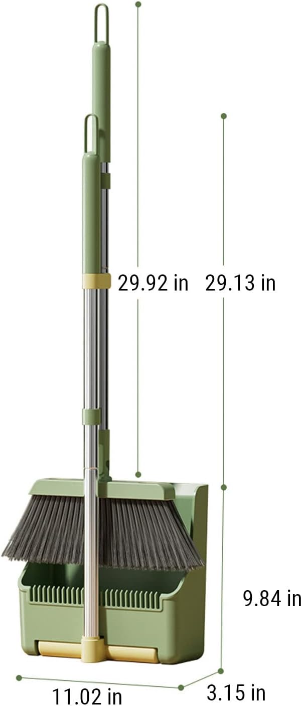 Broom and Dustpan Set, Broom with Dustpan Combo Set Hand Brooms for Home & Kitchen with Elongated Tooth Comb, Long Handle Upright Stand Up Outdoor Brooms, Household Cleaning Supplies Home Essentials
