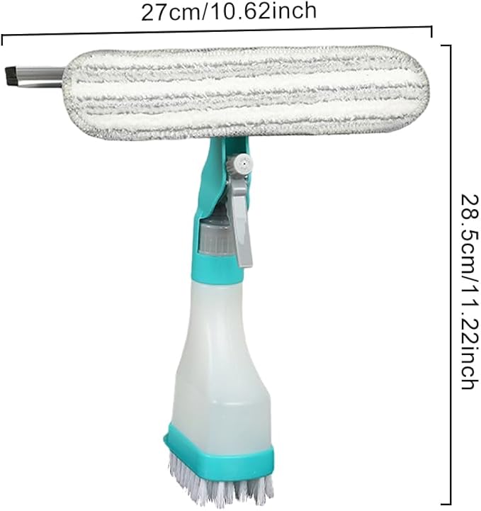 4 in 1 Window Cleaning Kit, Professional Window Vacuum Squeegee with Spray Bottle, Cleaner Brush Tools for Shower Wall Mirror Glass Car Windshield Countertop
